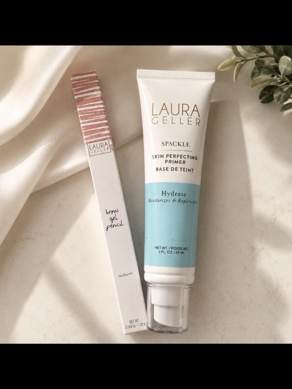 Laura Geller Beauty Bundle | Spackle Hydrate Primer + Auburn Brow Gel Pencil NIB